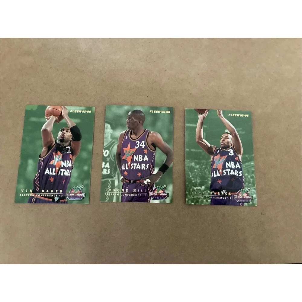 95-96 Fleer All Star Insert 3 Card Lot Payton‎ Malone Ceballos Barros Hill Baker